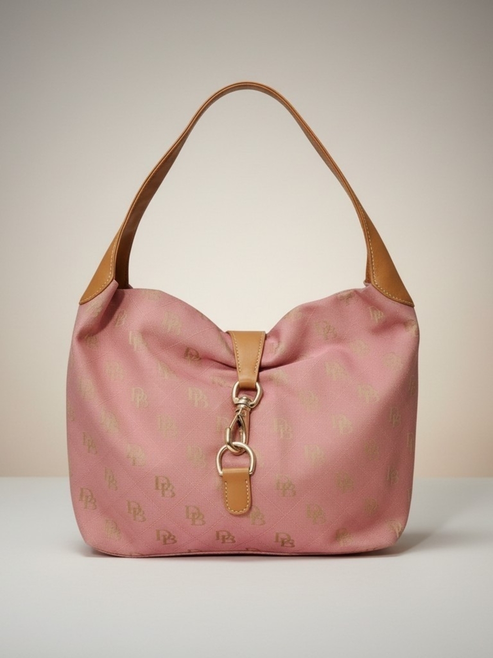 Dooney & Bourke Vintage Y2K Jacquard & Leather Large Logo Lock Sac Hobo Bag - Picture 4 of 15